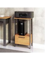 Mesa Auxiliar Para Escritório 01 Gaveta Industrial Batel D03 Freijó Preto Fosco - Lyam Decor