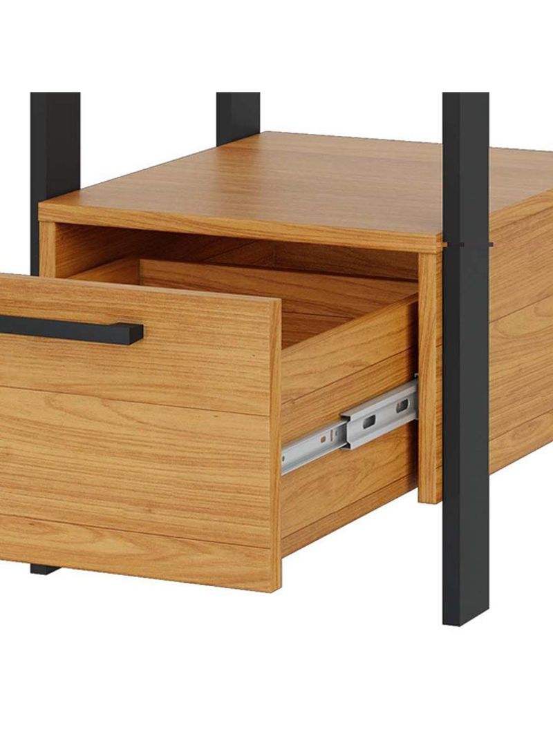Mesa Auxiliar Para Escritório 01 Gaveta Industrial Batel D03 Freijó Preto Fosco - Lyam Decor