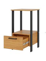Mesa Auxiliar Para Escritório 01 Gaveta Industrial Batel D03 Freijó Preto Fosco - Lyam Decor