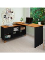 Mesa Para Escritório Home Office Escrivaninha Gold A02 Freijó Preto - Lyam Decor