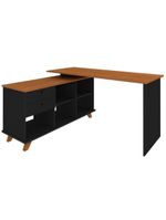 Mesa Para Escritório Home Office Escrivaninha Gold A02 Freijó Preto - Lyam Decor