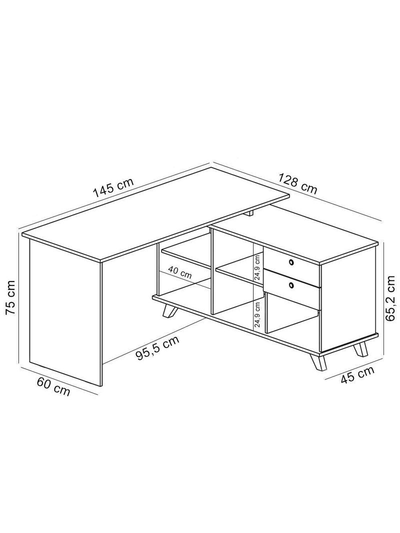 Mesa Para Escritório Home Office Escrivaninha Gold A02 Freijó Preto - Lyam Decor