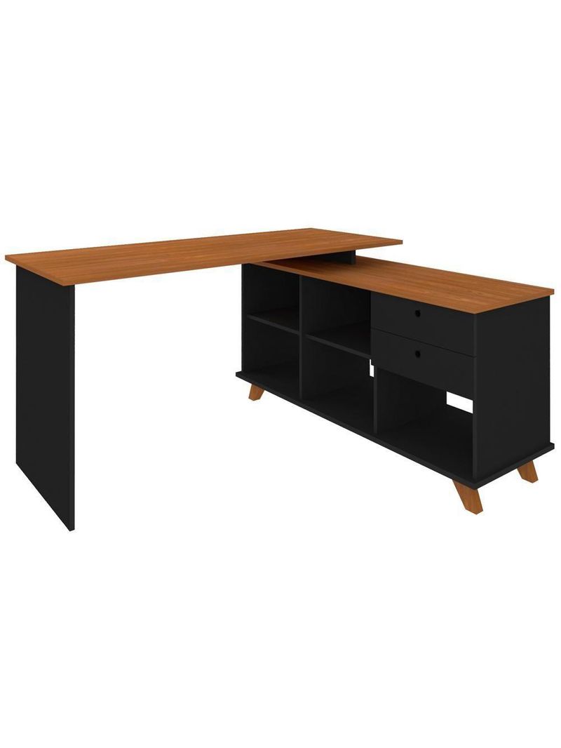 Mesa Para Escritório Home Office Escrivaninha Gold A02 Freijó Preto - Lyam Decor