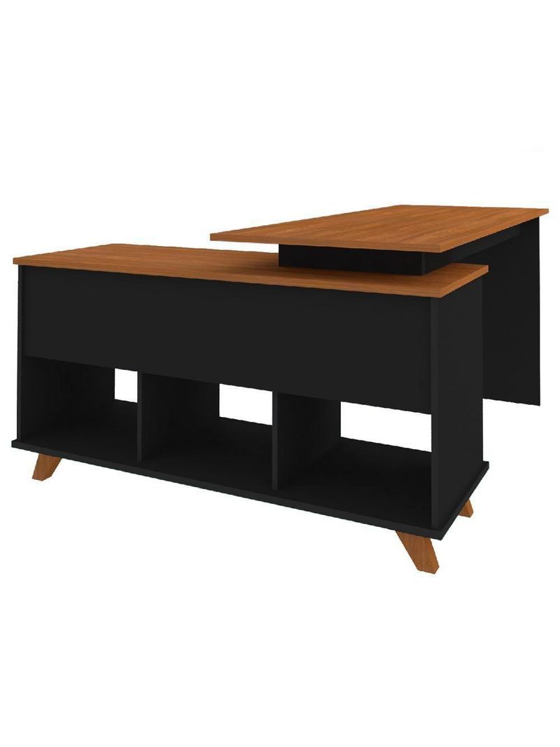 Mesa Para Escritório Home Office Escrivaninha Gold A02 Freijó Preto - Lyam Decor