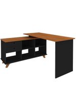 Mesa Para Escritório Home Office Escrivaninha Gold A02 Freijó Preto - Lyam Decor