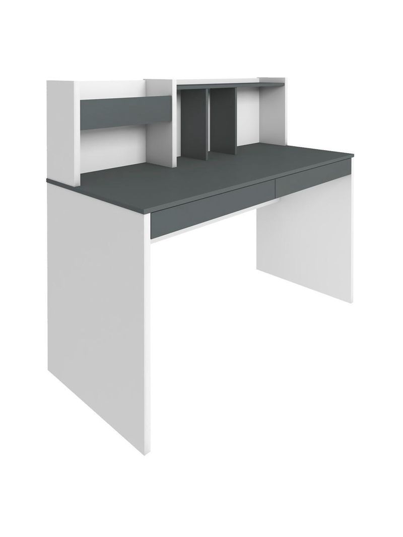 Mesa Para Escritório Escrivaninha Home Office Cefas A02 Grafito Branco - Lyam Decor