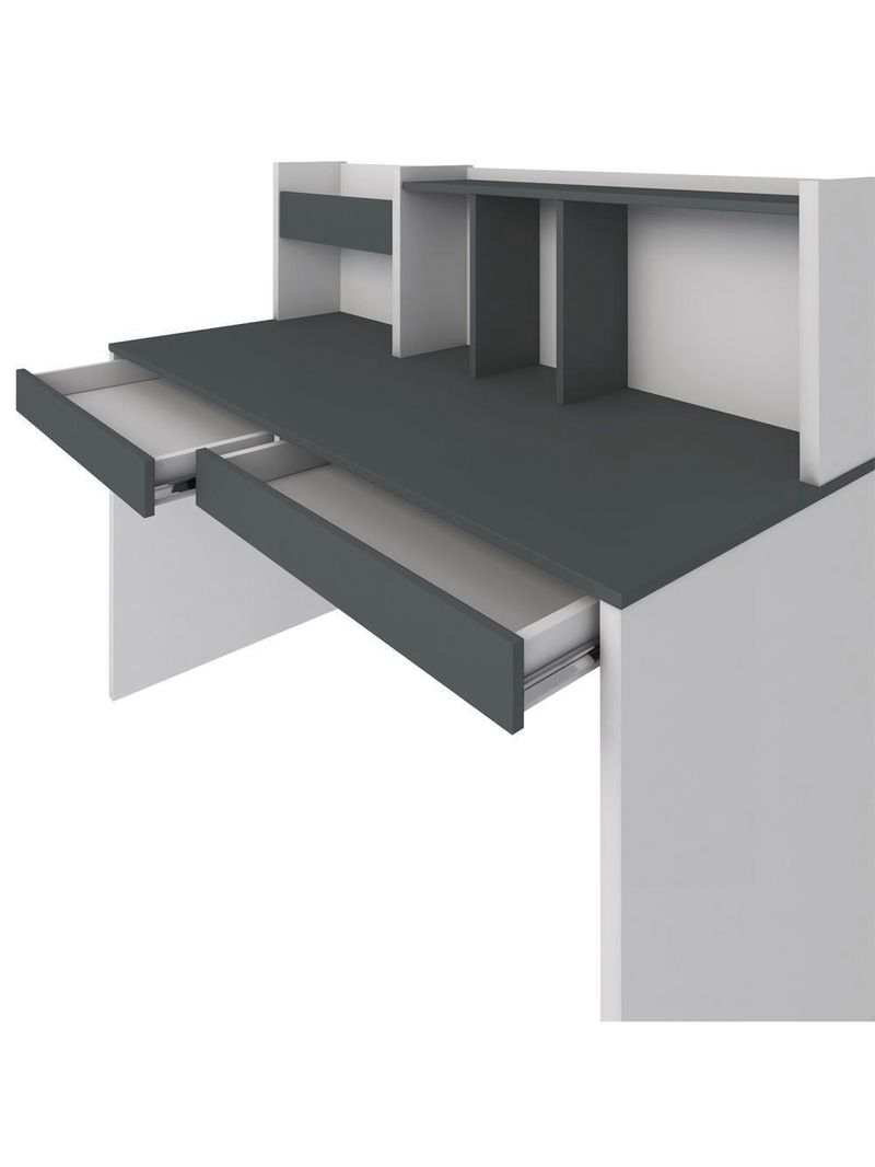 Mesa Para Escritório Escrivaninha Home Office Cefas A02 Grafito Branco - Lyam Decor