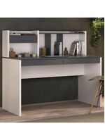 Mesa Para Escritório Escrivaninha Home Office Cefas A02 Grafito Branco - Lyam Decor