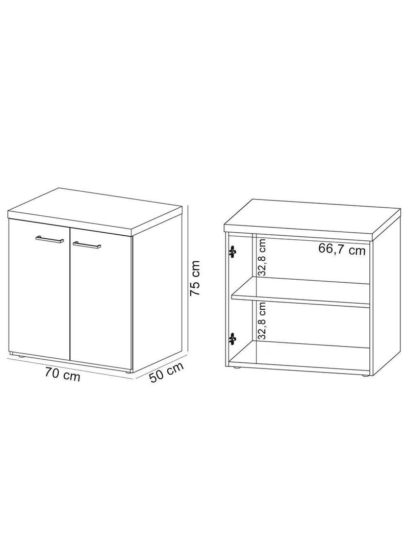Balcão Para Escritório Home Office Multiuso 2 Portas Orly A02 Olmo Branco - Lyam Decor