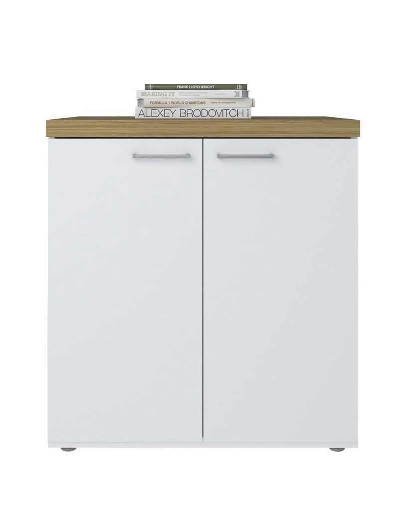 Balcão Para Escritório Home Office Multiuso 2 Portas Orly A02 Olmo Branco - Lyam Decor