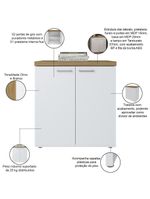 Balcão Para Escritório Home Office Multiuso 2 Portas Orly A02 Olmo Branco - Lyam Decor