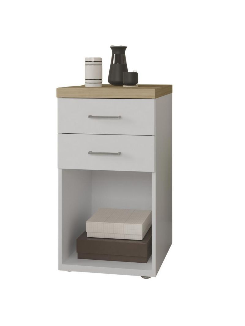 Gaveteiro Para Escritório Home Office 2 Gavetas Orly A02 Olmo Branco - Lyam Decor