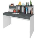 Mesa Para Escritório Escrivaninha Home Office Cefas A02 Grafito Branco - Lyam Decor