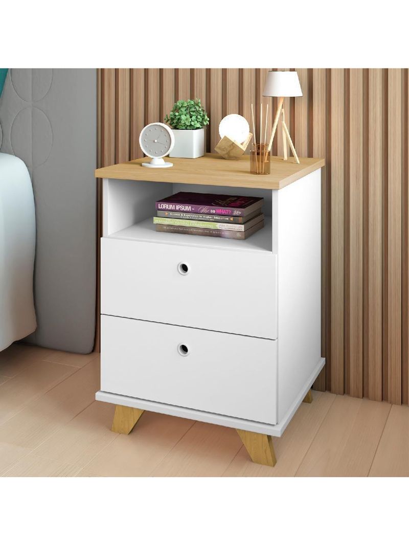 Gaveteiro Para Escritório Home Office 2 Gavetas Diem A02 Olmo Branco - Lyam Decor
