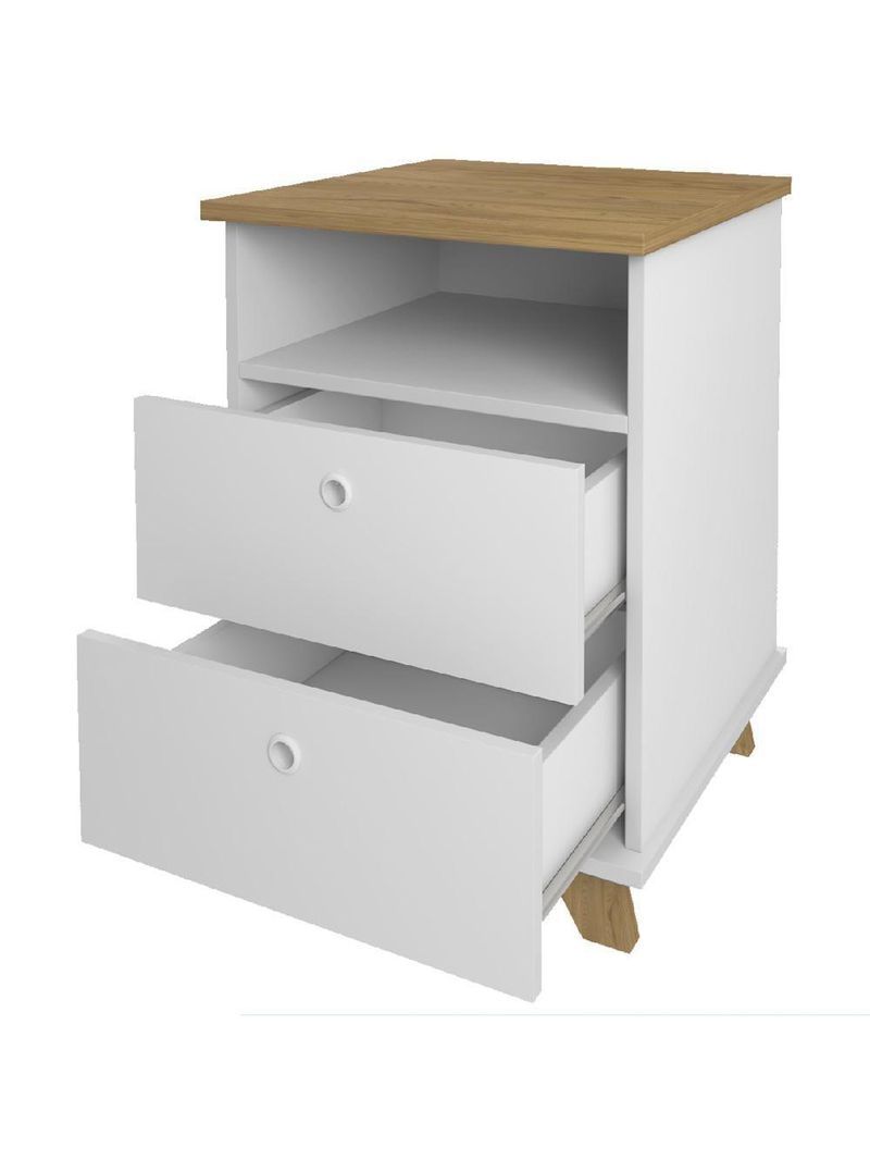 Gaveteiro Para Escritório Home Office 2 Gavetas Diem A02 Olmo Branco - Lyam Decor