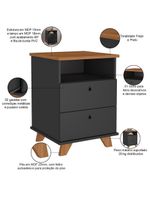 Gaveteiro Para Escritório Home Office 2 Gavetas Diem A02 Freijó Preto - Lyam Decor