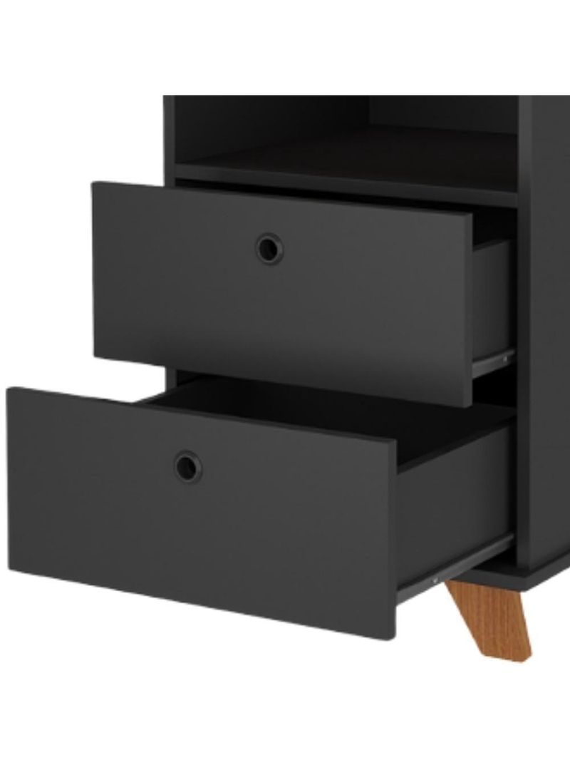 Gaveteiro Para Escritório Home Office 2 Gavetas Diem A02 Freijó Preto - Lyam Decor