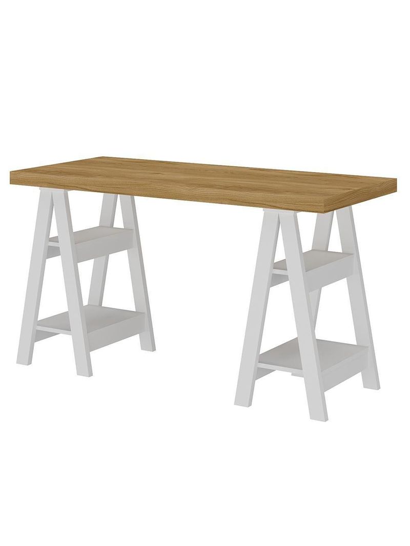 Mesa Para Escritório Escrivaninha Home Office Art A02 Olmo Branco - Lyam Decor