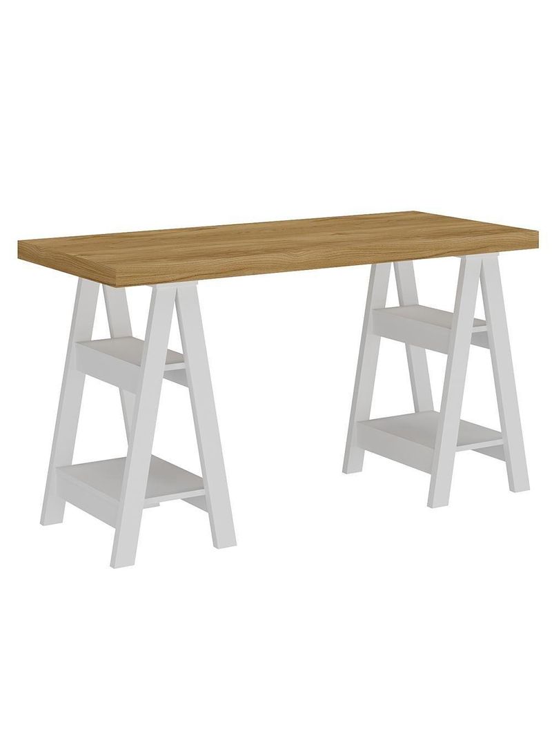 Mesa Para Escritório Escrivaninha Home Office Art A02 Olmo Branco - Lyam Decor