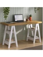 Mesa Para Escritório Escrivaninha Home Office Art A02 Olmo Branco - Lyam Decor