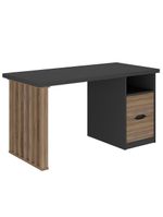 Mesa Para Escritório Escrivaninha Home Office Dora A02 Preto Nogal - Lyam Decor