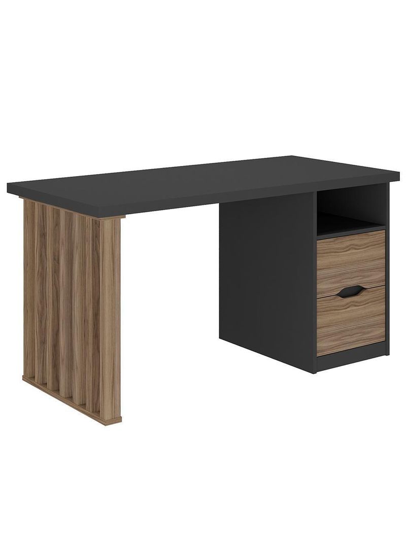 Mesa Para Escritório Escrivaninha Home Office Dora A02 Preto Nogal - Lyam Decor