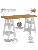 Mesa Para Escritório Escrivaninha Home Office Art A02 Olmo Branco - Lyam Decor
