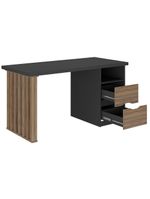 Mesa Para Escritório Escrivaninha Home Office Dora A02 Preto Nogal - Lyam Decor