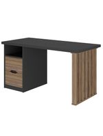 Mesa Para Escritório Escrivaninha Home Office Dora A02 Preto Nogal - Lyam Decor