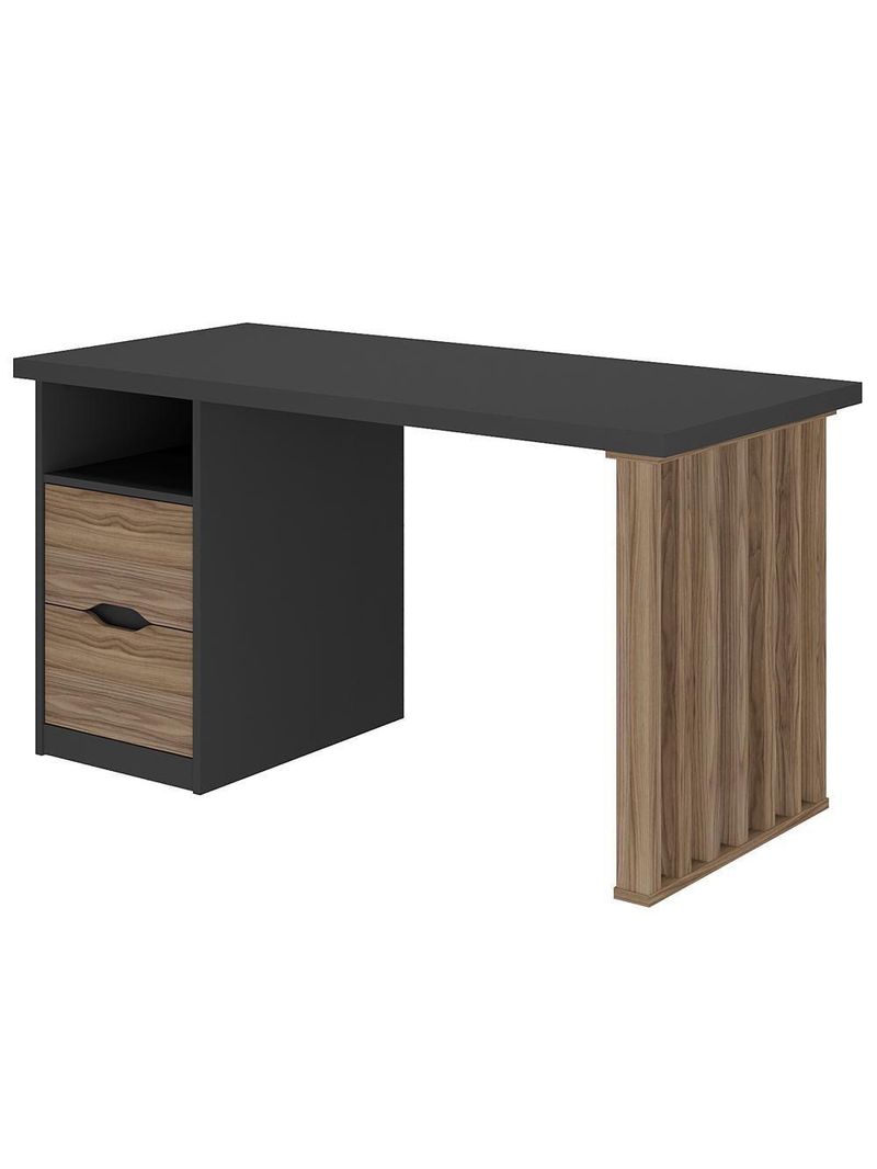 Mesa Para Escritório Escrivaninha Home Office Dora A02 Preto Nogal - Lyam Decor