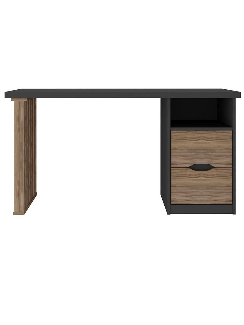 Mesa Para Escritório Escrivaninha Home Office Dora A02 Preto Nogal - Lyam Decor