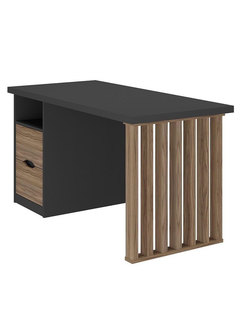 Mesa Para Escritório Escrivaninha Home Office Dora A02 Preto Nogal - Lyam Decor