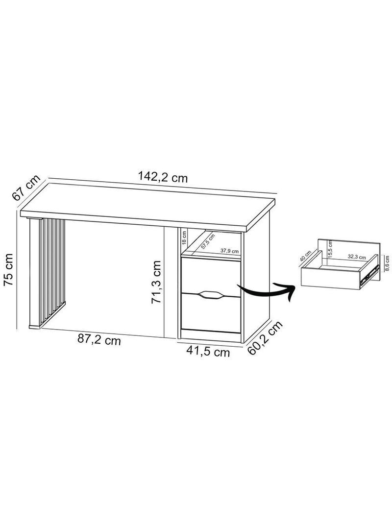 Mesa Para Escritório Escrivaninha Home Office Dora A02 Preto Nogal - Lyam Decor