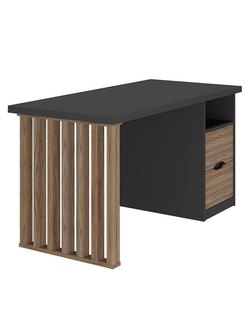 Mesa Para Escritório Escrivaninha Home Office Dora A02 Preto Nogal - Lyam Decor
