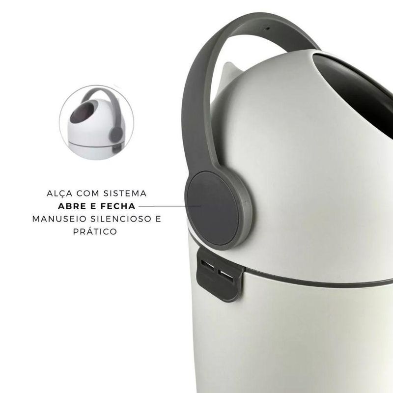 Lixeira para Fraldas Mágica Antiodor 10L Vedação Total Branco Infantil