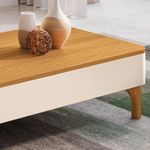 Mesa De Centro Baixa Para Sala Pé Madeira Liz Off/cinamomo - Hb Móveis