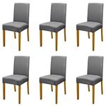 Kit 6 Cadeiras De Jantar Estofadas Madeira Maciça Multimóveis Cr15023 Madeirado-Cinza