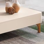 Mesa De Centro Baixa Para Sala Pé Madeira Liz Off White - Hb Móveis
