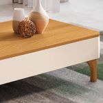 Mesa De Centro Baixa Para Sala Pé Madeira Thalia Off/cinamomo H01 - Mpozenato