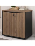Balcão Para Escritório Com Chave Multiuso 2 Portas Unik A02 Nogal Preto - Lyam Decor