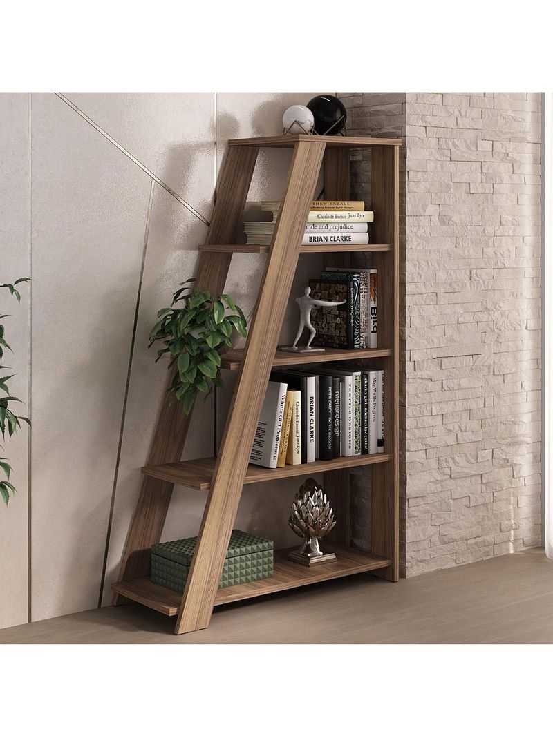 Estante Para Escritório Home Office Multiuso 5 Prateleiras Star A02 Nogal - Lyam Decor