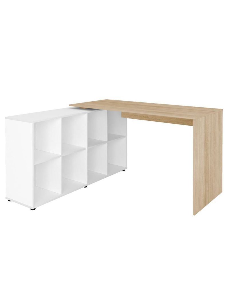 Mesa Para Escritório Escrivaninha Home Office Nero A02 Carvalho Branco - Lyam Decor