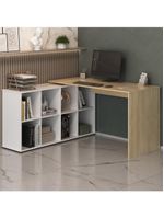 Mesa Para Escritório Escrivaninha Home Office Nero A02 Carvalho Branco - Lyam Decor