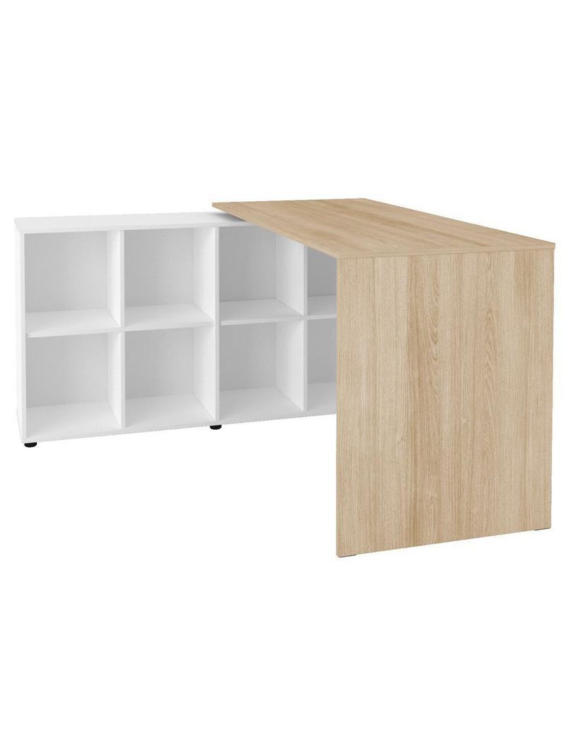 Mesa Para Escritório Escrivaninha Home Office Nero A02 Carvalho Branco - Lyam Decor