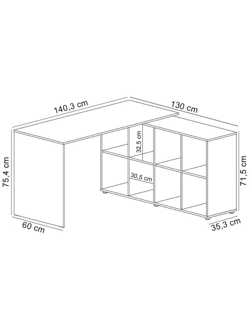Mesa Para Escritório Escrivaninha Home Office Nero A02 Carvalho Branco - Lyam Decor