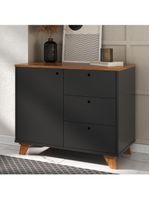 Balcão Para Escritório Home Office Multiuso Lugano A02 Freijó Preto - Lyam Decor