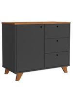 Balcão Para Escritório Home Office Multiuso Lugano A02 Freijó Preto - Lyam Decor