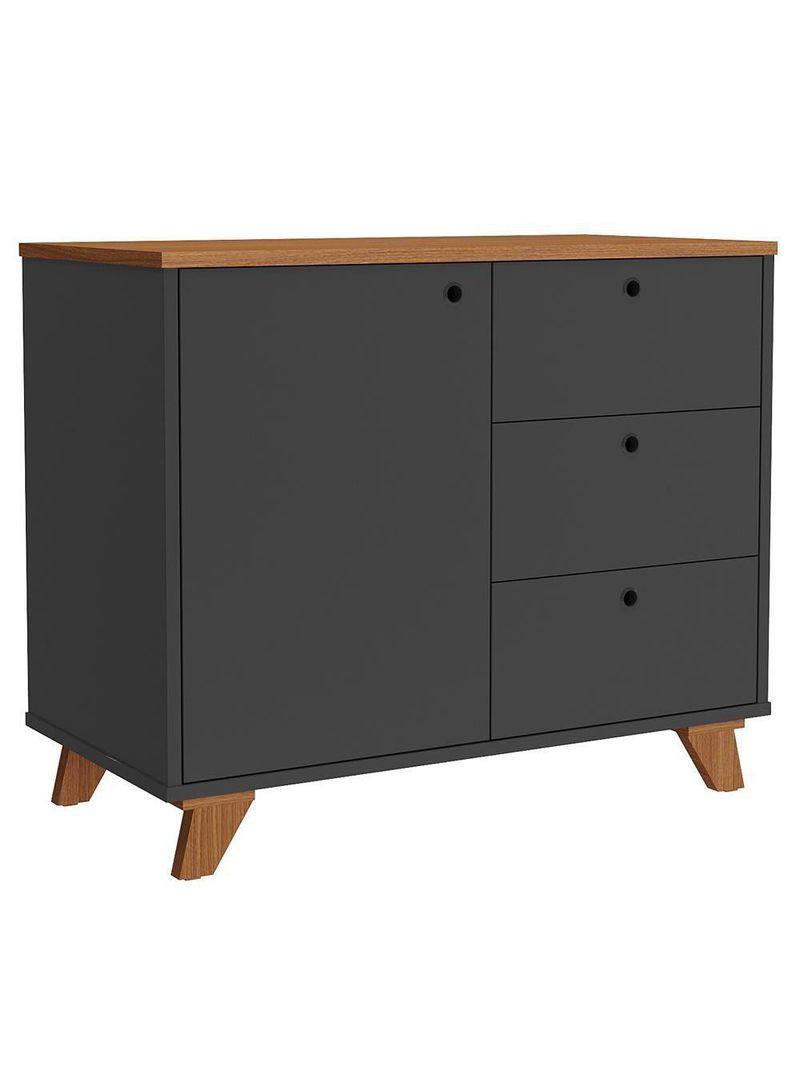 Balcão Para Escritório Home Office Multiuso Lugano A02 Freijó Preto - Lyam Decor