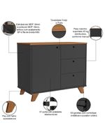 Balcão Para Escritório Home Office Multiuso Lugano A02 Freijó Preto - Lyam Decor