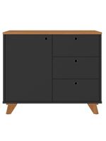 Balcão Para Escritório Home Office Multiuso Lugano A02 Freijó Preto - Lyam Decor